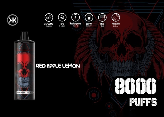 Μίας χρήσης KK 8000 μάνδρα ενεργειακού ανώτατη Vape ριπών με την μπαταρία 850mAh επαναφορτιζόμενη