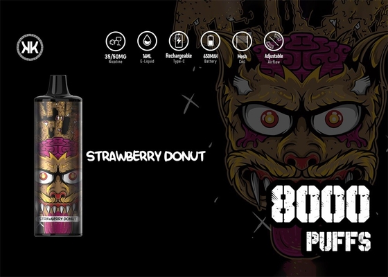 Μίας χρήσης KK 8000 μάνδρα ενεργειακού ανώτατη Vape ριπών με την μπαταρία 850mAh επαναφορτιζόμενη