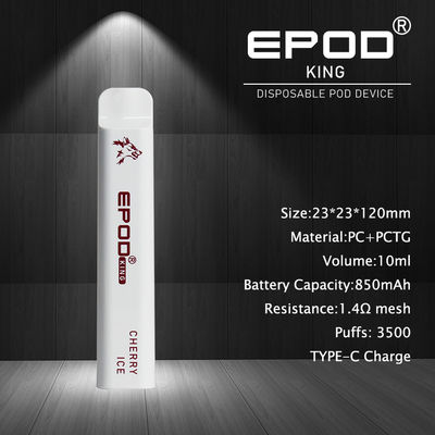 Υγρό βασιλιάδων 10ml EPOD μέσα στο μίας χρήσης τσιγάρο 850mAh νικοτίνης επανακαταλογηστέο