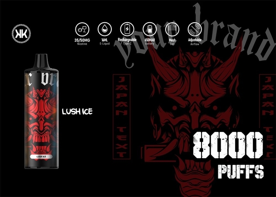 Μίας χρήσης KK 8000 μάνδρα ενεργειακού ανώτατη Vape ριπών με την μπαταρία 850mAh επαναφορτιζόμενη