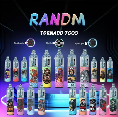 14ML υγρός Vapes RandM ανεμοστρόβιλος 7000 Ε ριπές με τη σπείρα πλέγματος και το RGB φως