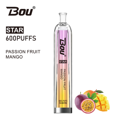 600 αστέρι Vape BOU νικοτίνης ριπών 2ml 2% με την μπαταρία 500mah