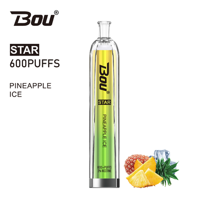 600 αστέρι Vape BOU νικοτίνης ριπών 2ml 2% με την μπαταρία 500mah