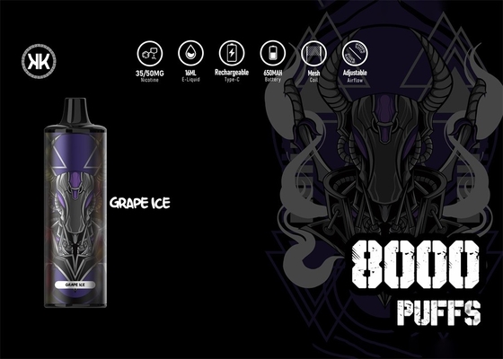 KK Epod Energy 8000 Μίας χρήσης E Cig 650mah Επαναφορτιζόμενη 16ml Liquid Energy Max