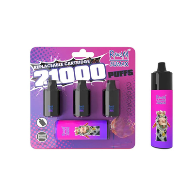 Αρχικό RandM Sunax 21000 γεμισμένοι εκ των προτέρων 14mlx3 Vape λοβοί ριπών με τη σπείρα πλέγματος