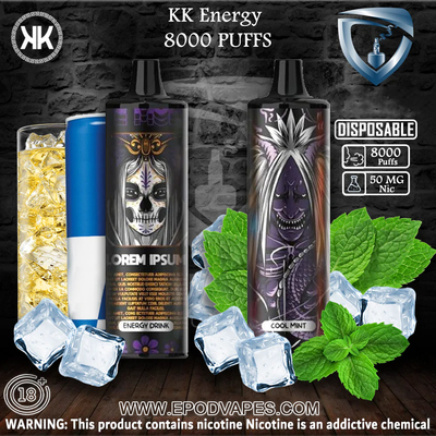 KK μίας χρήσης EPOD επαναφορτιζόμενη Ε Cig Vape 650mah μπαταρία ενεργειακών ανώτατη 8000 ριπών