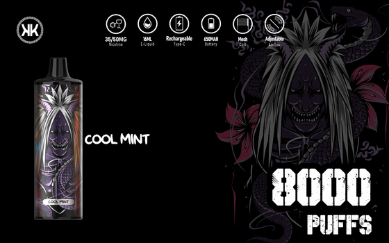 KK μίας χρήσης EPOD επαναφορτιζόμενη Ε Cig Vape 650mah μπαταρία ενεργειακών ανώτατη 8000 ριπών