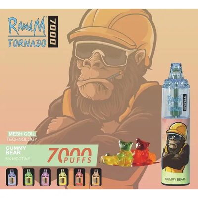 Fumot RandM Tornado 7000 Puffs Ζουμερό πάγο Φρούτα γεύσεις Διαθέσιμες Διάτρηση Διάτρηση 5% Νικοτίνη χωρητικότητα