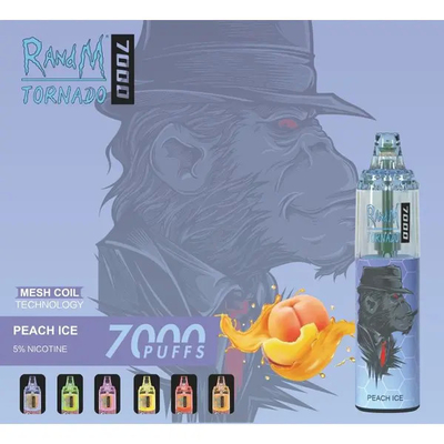 Fumot RandM Tornado 7000 Puffs Ζουμερό πάγο Φρούτα γεύσεις Διαθέσιμες Διάτρηση Διάτρηση 5% Νικοτίνη χωρητικότητα