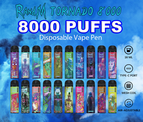 Μίας χρήσης RandM 8000 ε-τσιγάρο Vapes 31 ανεμοστροβίλου ριπών γρήγορη ναυτιλία γεύσεων