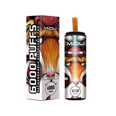 650mAh επανακαταλογηστέο Vape μίας χρήσης Miou 6000 νικοτίνη ριπών 5%