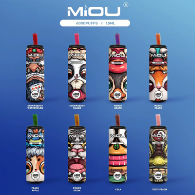 650mAh επανακαταλογηστέο Vape μίας χρήσης Miou 6000 νικοτίνη ριπών 5%