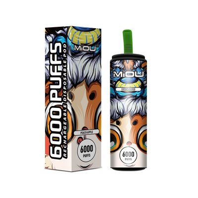650mAh επανακαταλογηστέο Vape μίας χρήσης Miou 6000 νικοτίνη ριπών 5%