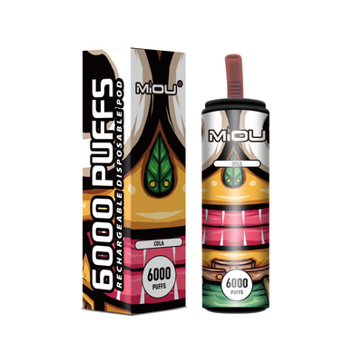 650mAh επανακαταλογηστέο Vape μίας χρήσης Miou 6000 νικοτίνη ριπών 5%