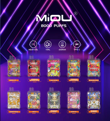 Miou Box E CIGS Mesh Coil 15ml E υγρό μίας χρήσης Vape 8000 Puffs 650mAh επαναφορτιζόμενο 10 γεύσεις