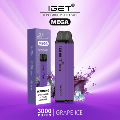 Εφευρετικές ΜΈΓΑ 3000 ριπές μανδρών IGET Vape σχεδίου μίας χρήσης 8 γεύσεις προαιρετικές