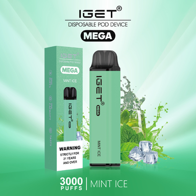 Εφευρετικές ΜΈΓΑ 3000 ριπές μανδρών IGET Vape σχεδίου μίας χρήσης 8 γεύσεις προαιρετικές