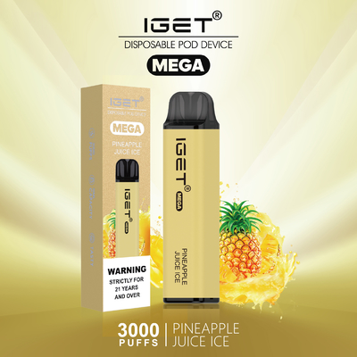 Εφευρετικές ΜΈΓΑ 3000 ριπές μανδρών IGET Vape σχεδίου μίας χρήσης 8 γεύσεις προαιρετικές