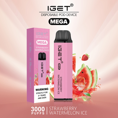 Εφευρετικές ΜΈΓΑ 3000 ριπές μανδρών IGET Vape σχεδίου μίας χρήσης 8 γεύσεις προαιρετικές