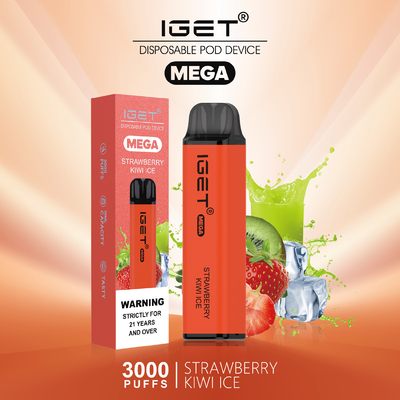Εφευρετικές ΜΈΓΑ 3000 ριπές μανδρών IGET Vape σχεδίου μίας χρήσης 8 γεύσεις προαιρετικές