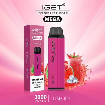 Εφευρετικές ΜΈΓΑ 3000 ριπές μανδρών IGET Vape σχεδίου μίας χρήσης 8 γεύσεις προαιρετικές