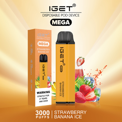 Εφευρετικές ΜΈΓΑ 3000 ριπές μανδρών IGET Vape σχεδίου μίας χρήσης 8 γεύσεις προαιρετικές
