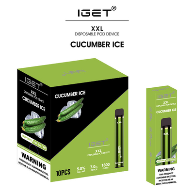 Οι δημοφιλείς γεύσεις 7ml μίας χρήσης Iget Vape 1800 φρούτων ξεφυσούν τη μάνδρα τσιγάρων Iget Xxl Ε