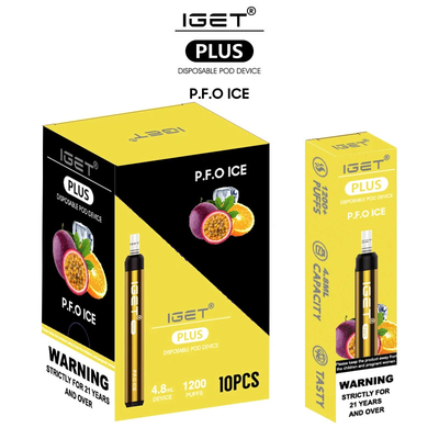 Μίας χρήσης ηλεκτρονική μάνδρα 1200 ριπές 4.8ml Iget τσιγάρων εξαιρετικής ποιότητας συν μίας χρήσης Vape