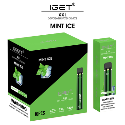 Αυθεντικό Iget 1800 φορητός λοβός Vape, καπνίζοντας μάνδρα ριπών ψεκαστήρων 7ml XXL