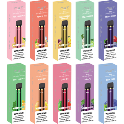 Αυθεντικό Iget 1800 φορητός λοβός Vape, καπνίζοντας μάνδρα ριπών ψεκαστήρων 7ml XXL