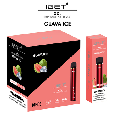Αυθεντικό Iget 1800 φορητός λοβός Vape, καπνίζοντας μάνδρα ριπών ψεκαστήρων 7ml XXL