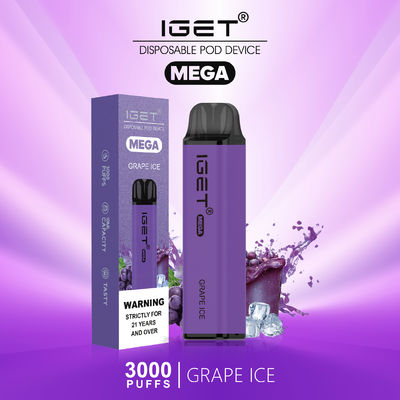 ΜΕΓΑ Iget 3000 χρωματισμένος ριπή καπνός Vape, ηλεκτρονικά τσιγάρα ατμού συνήθειας