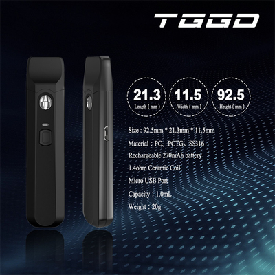 Η μίας χρήσης Vape μάνδρα cOem 1ml 270mAh CBD προθερμαίνει τη διευθετήσιμη τάση