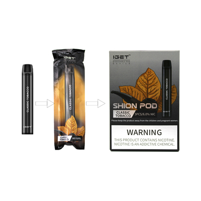 Υγρή Nic αλατισμένη μίας χρήσης Vape μάνδρα IGET SHION 600 ριπών Ε όλες σε ένα