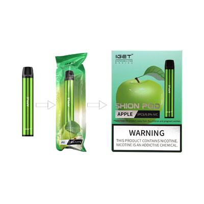 Υγρή Nic αλατισμένη μίας χρήσης Vape μάνδρα IGET SHION 600 ριπών Ε όλες σε ένα