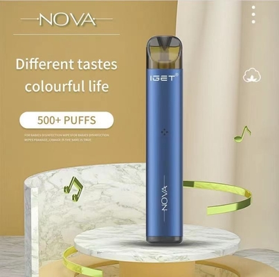 100% αρχική IGET νικοτίνη Vape μπαταριών 500Puffs 6% Nova αναπληρώσιμη επαναφορτισμένη λοβός