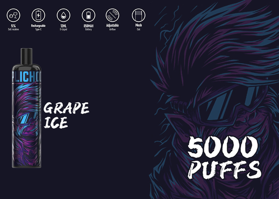 Ενέργεια Vape 12 Epod 5000 ριπών επανακαταλογηστέα μάνδρα Vape νικοτίνης γεύσεων 12ML 5%