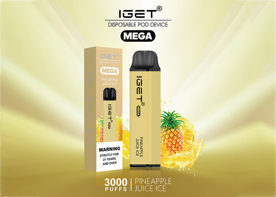 Μίας χρήσης ΜΈΓΑ vapes 3000 IGET ε-τσιγάρο γεύσεων φρούτων ριπών ψεκαστήρας 10 μιλ.
