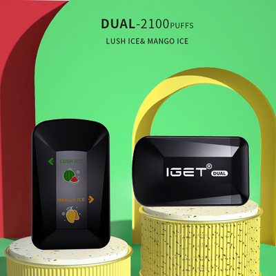 Διπλές 2100 ριπές IGET 2 γεύσεις σε 1 μίας χρήσης ικανότητα μανδρών 8.0ml vape