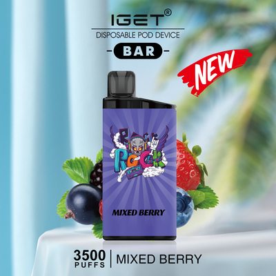 ΑΡΧΙΚΗ ΜΊΑΣ ΧΡΉΣΗΣ VAPE IGET ΜΆΝΔΡΑ 3500 ΦΡΑΓΜΏΝ ΡΙΠΈΣ - μικτό μούρο