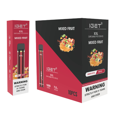 Αρχικό IGET XXL 1800 μίας χρήσης νικοτίνη 950mah μανδρών 7ml 5% vape ριπών