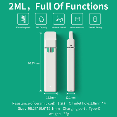 2ML P23 μίας χρήσης Vape τσιγάρο μπαταριών σπειρών 350mah συσκευών κεραμικό με 316L SS