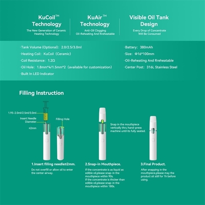 Ταίριασμα του του δέλτα 8 Vape ηλεκτρονικού τσιγάρου Vape πετρελαίου μίας χρήσης την κεραμική σπείρα