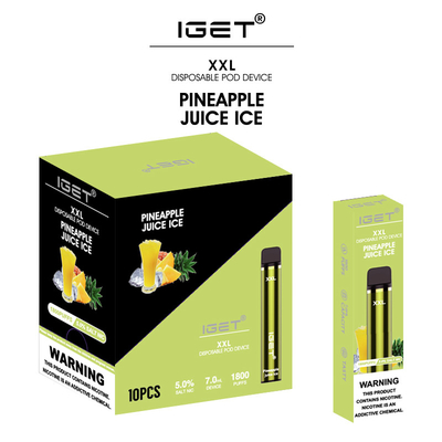 Οι δημοφιλείς γεύσεις 7ml μίας χρήσης Iget Vape 1800 φρούτων ξεφυσούν τη μάνδρα τσιγάρων Iget Xxl Ε